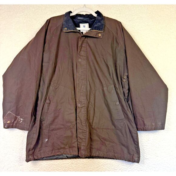Peter Millar Jacket Brown Crown Waxed Cotton Safari Chore Coat Field XLarge XL - Picture 1 of 10